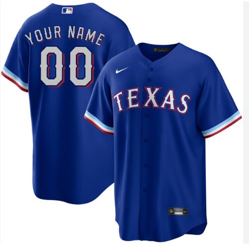 Men MLB 2023 Texas Rangers Custom Blue Alternate NIKE Jersey->->Custom Jersey